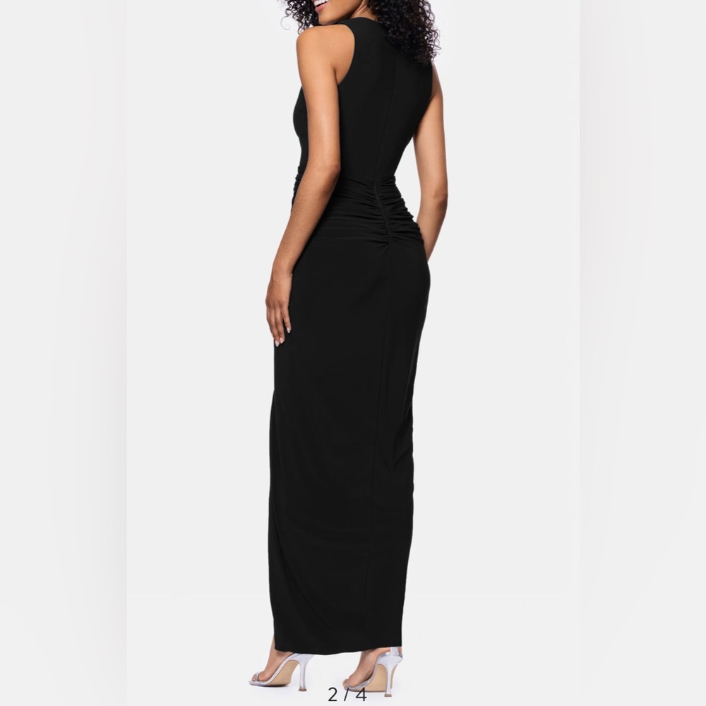 Betsy & Adam Black Ruched Maxi Dress - Picture 2 of 10